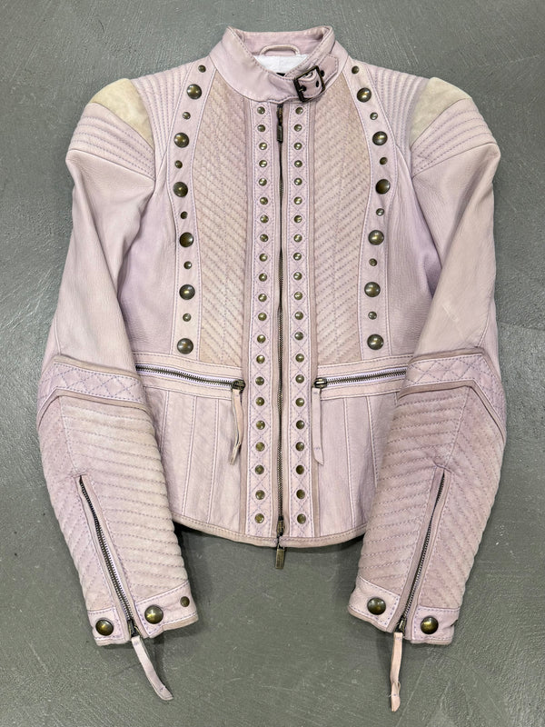 2000s Cavalli napoleon studded suede moto jacket
