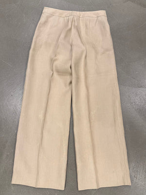 Giorgio Armani beige linen wide leg tailored trousers