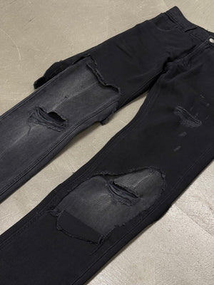 A/W2019 Raf Simons distressed black double layer pants