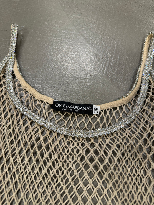 S/S 2002 Dolce & Gabbana J-Lo fishnet Swarovski top