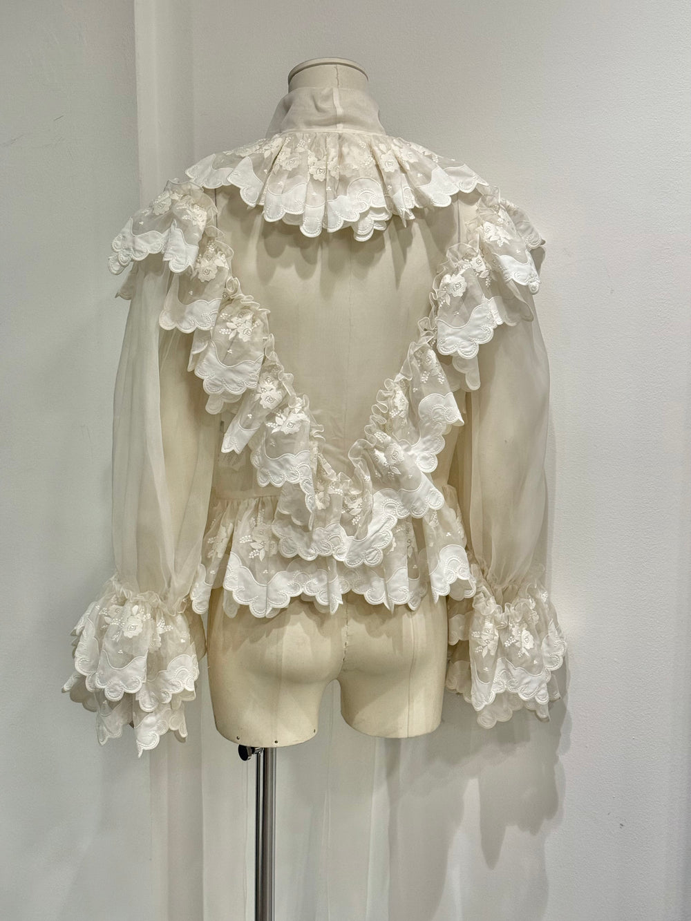 2020s Dolce & Gabbana Sheer ribbon-tie corset blouse shirt