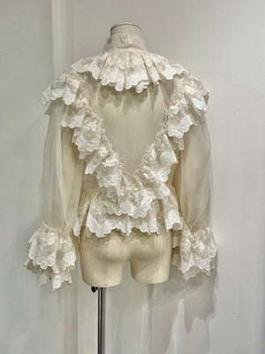 2020s Dolce & Gabbana Sheer ribbon-tie corset blouse shirt