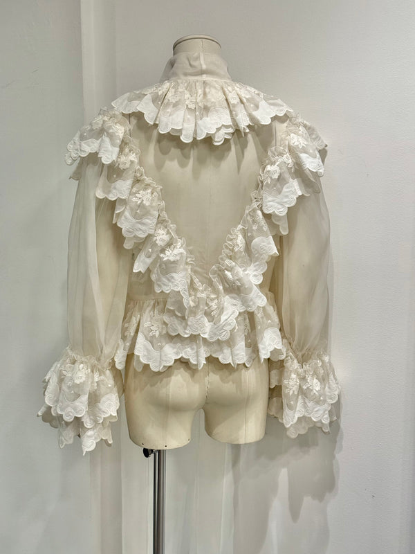2020s Dolce & Gabbana Sheer ribbon-tie corset blouse shirt
