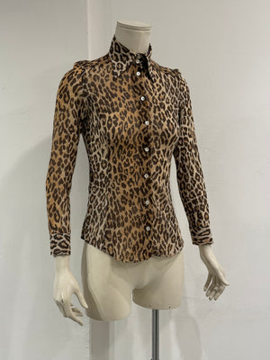 2003 Dolce & Gabbana leopard sheer shirt