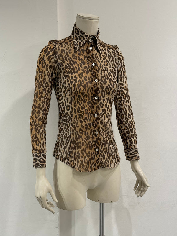 2003 Dolce & Gabbana leopard sheer shirt