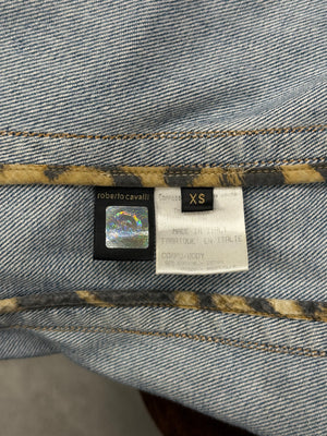 200s Roberto Cavalli distressed denim jacket