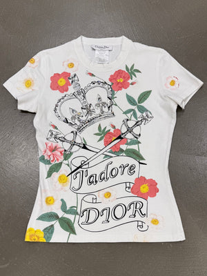 A/W2003 Christian Dior J'adore Dior floral print t-shirt