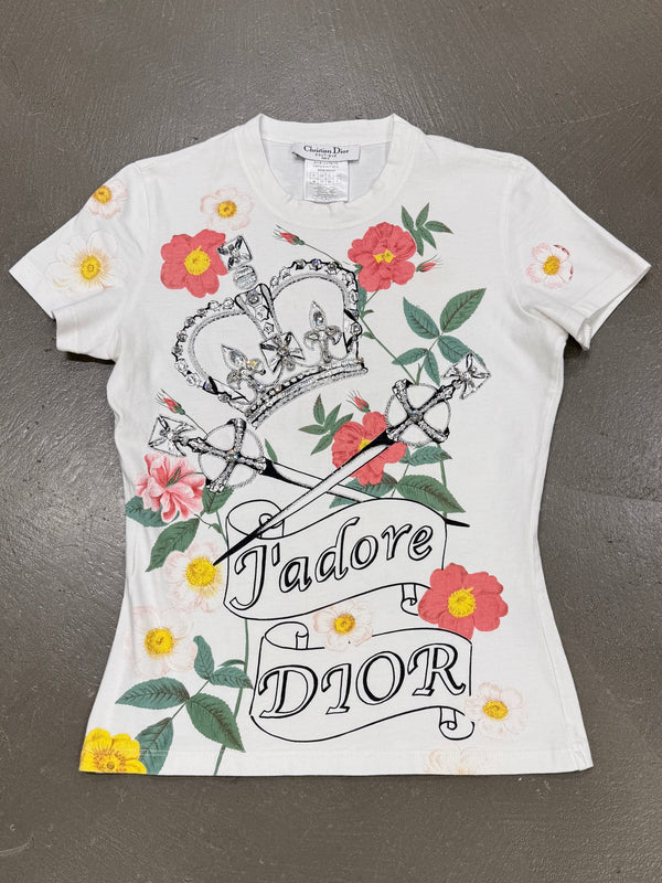 A/W2003 Christian Dior J'adore Dior floral print t-shirt