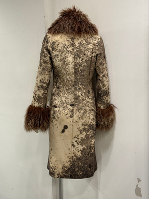 F/W1999 Roberto Cavalli fur-trimmed wool coat