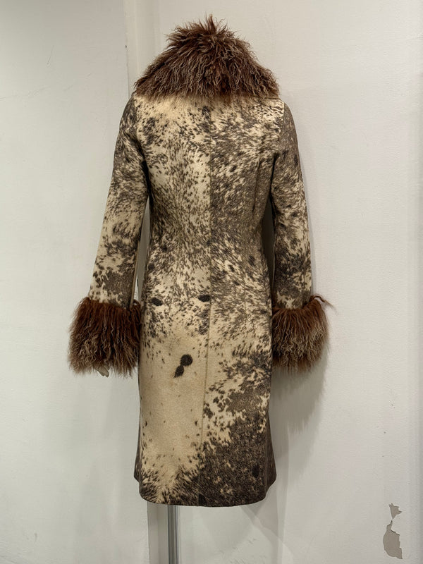 F/W1999 Roberto Cavalli fur-trimmed wool coat