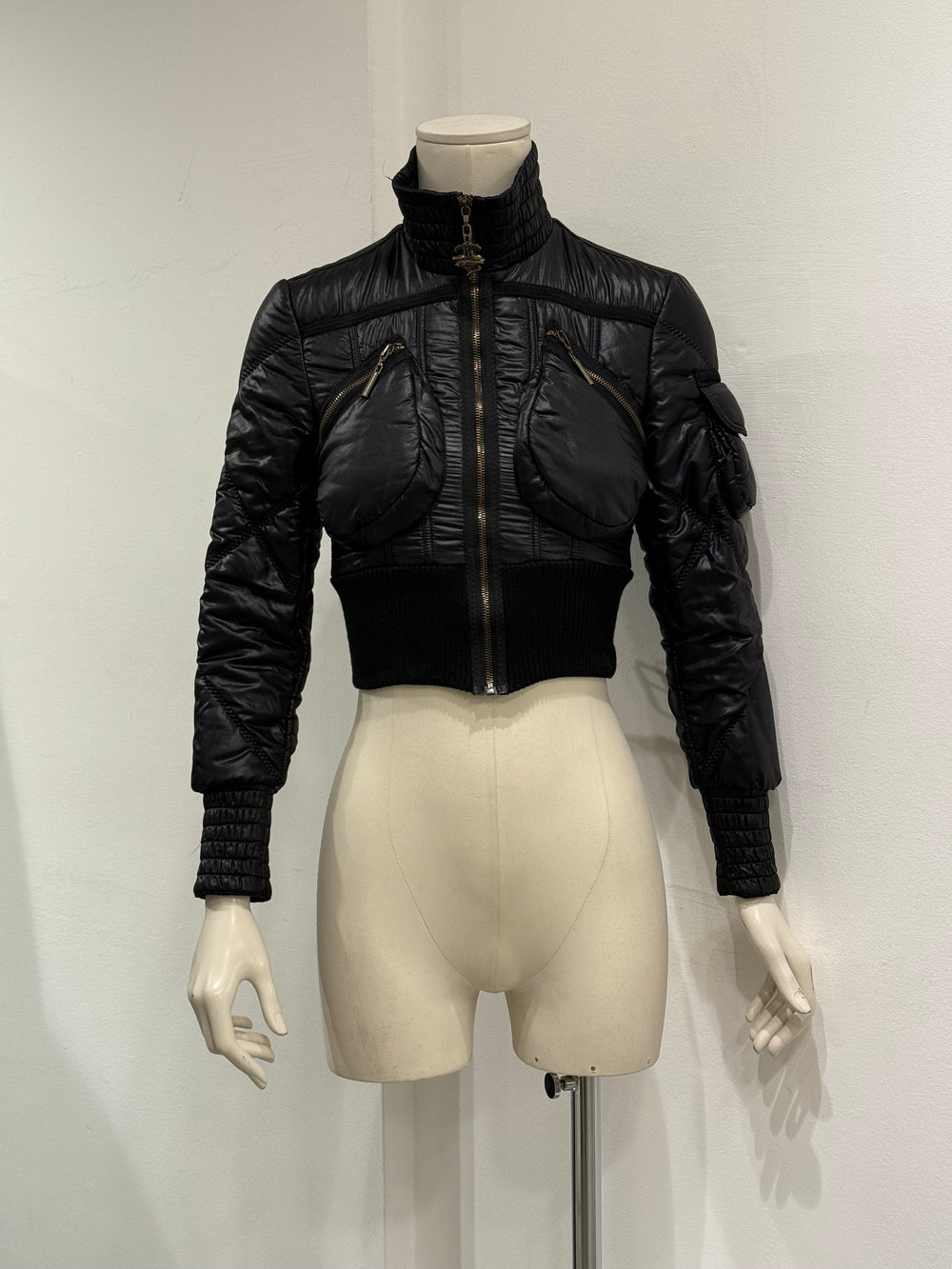 2000S Cavalli ultra-cropped cargo puffer jacket