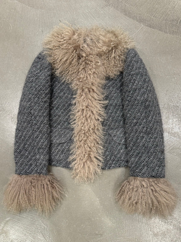 2000s Dolce & Gabbana real lamb wool fur jacket