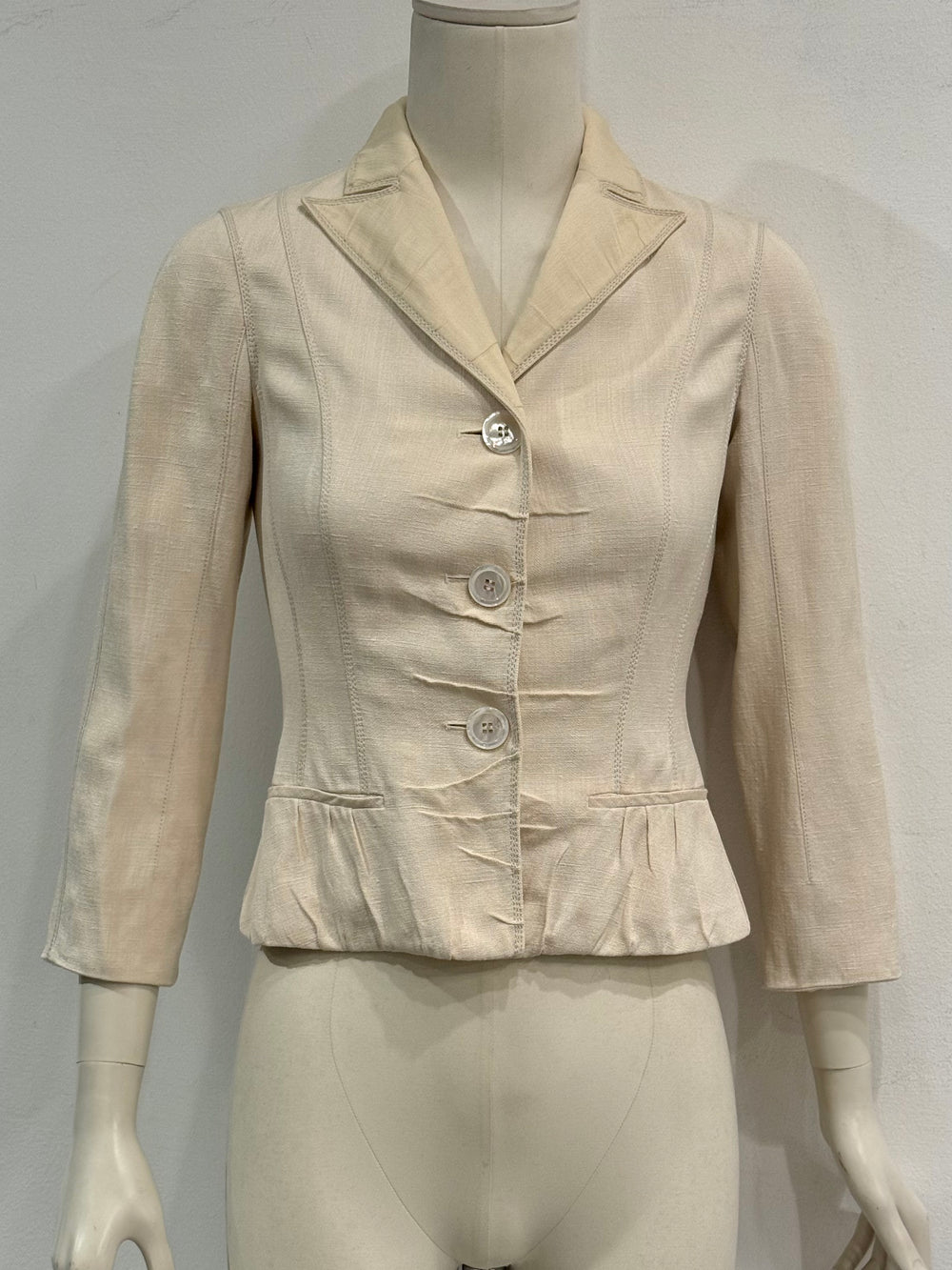 2000s Louis Vuitton structured cropped linen peplum jacket