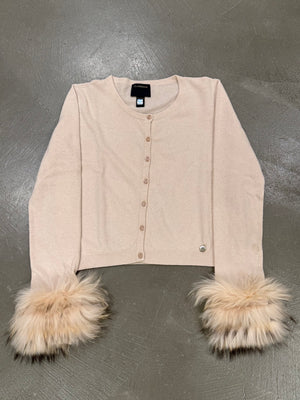 2000s Roberto Cavalli cardigan with fur trimmed cuffs