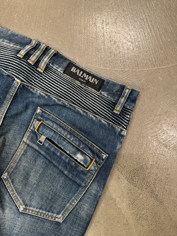 2010s Pierre Balmain biker heavy denim