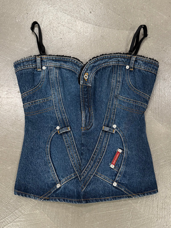 1990s Dolce & Gabbana denim corset top new with tags