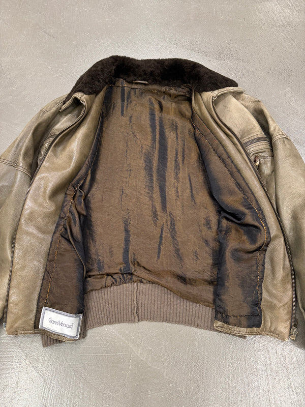 1980s Gianni Versace iconic leather bomber jacket