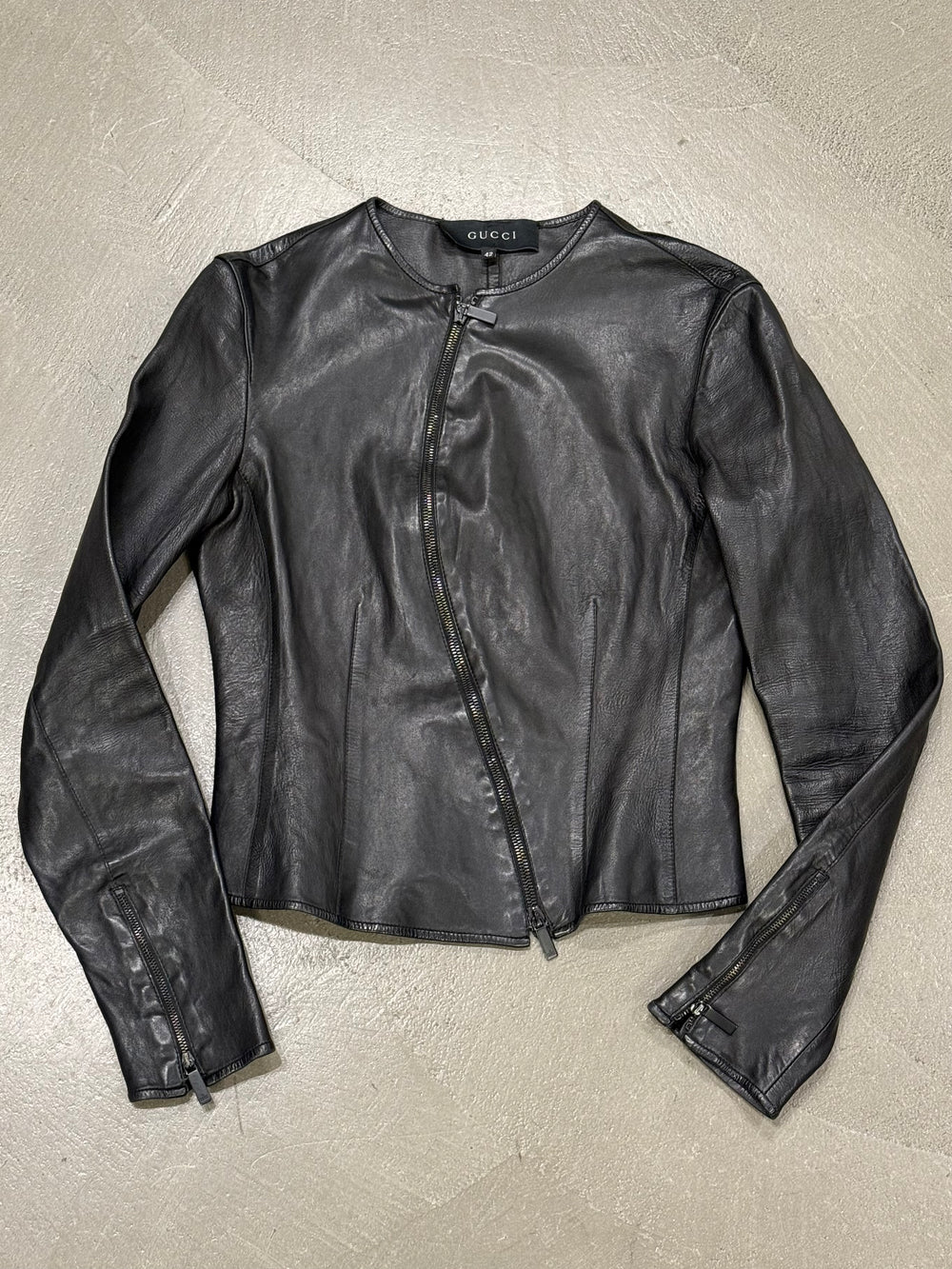 1999 Gucci by Tom Ford spiral zip leather jacket