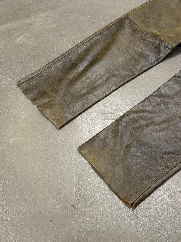 1990s Dirk Bikkembergs distressed leather belted pants
