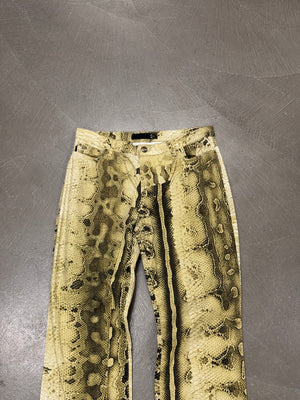 2000s Cavalli snakeskin print flared jeans