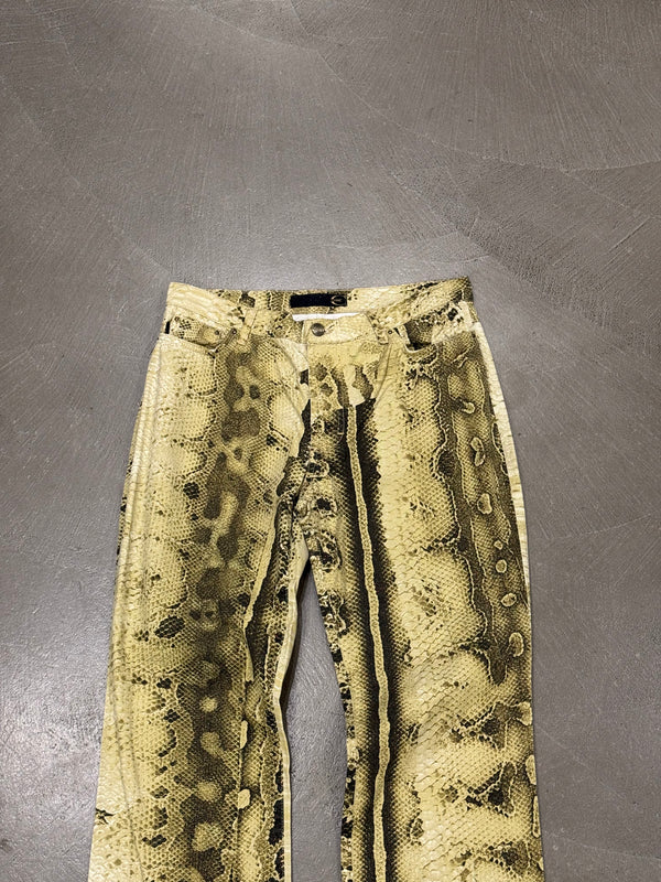 2000s Cavalli snakeskin print flared jeans