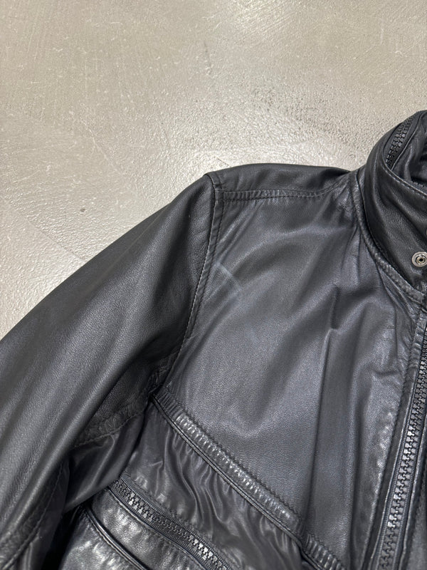 2008 Dolce & Gabbana hybrid leather/nylon cargo zipper jacket