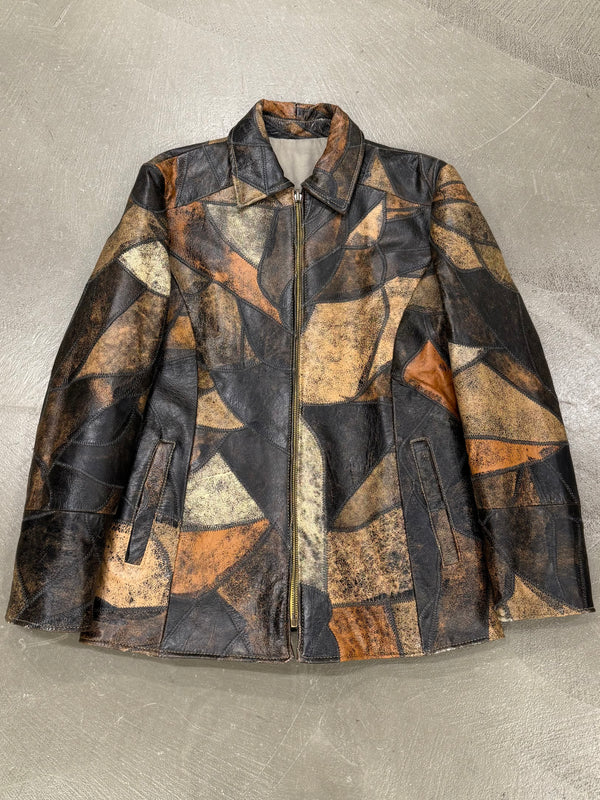 2000s Dolce & Gabbana patchwork 2-in-1 reversible leather jacket