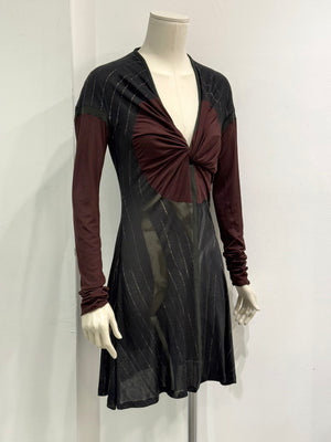 2000s Jean Paul Gaultier patchwork twist-front dress