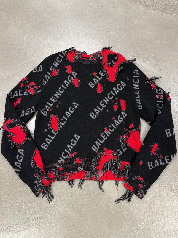 2021 Balenciaga destroyed logo knit