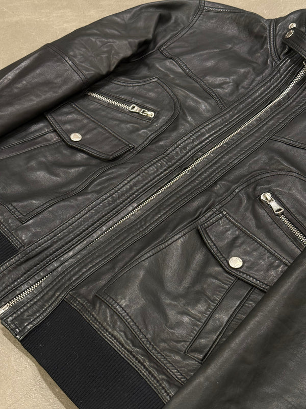 2000s Dolce & Gabbana cargo leather bomber jacket