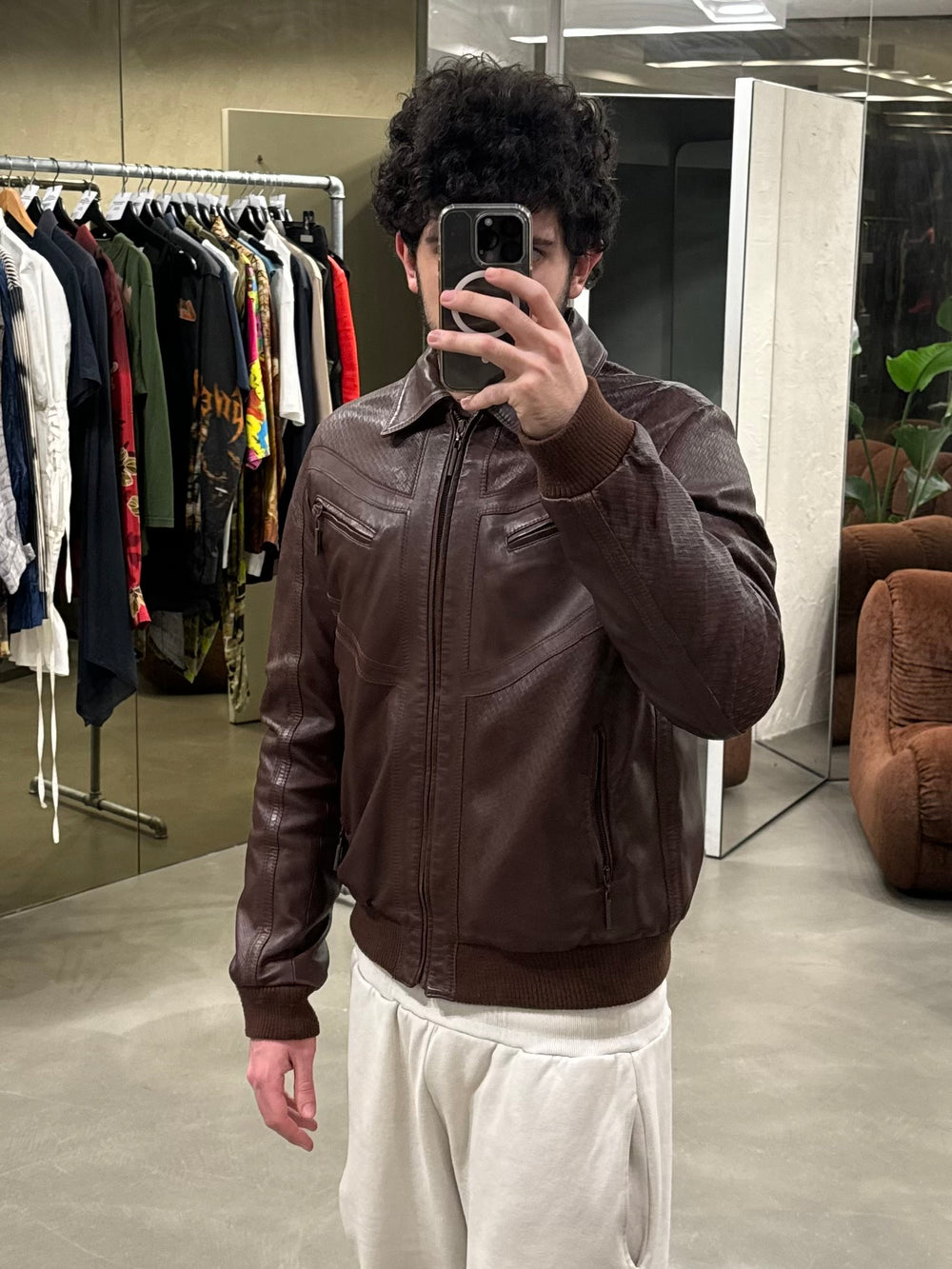 S/S2007 Roberto Cavalli paneled flight leather jacket