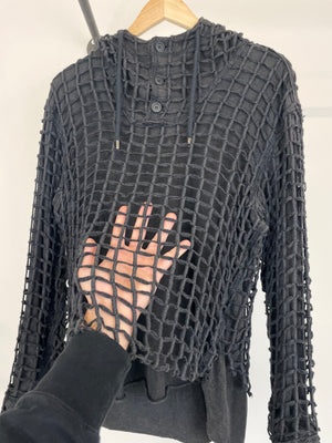 AW2012 Dolce & Gabbana laser cut net double layer hoodie