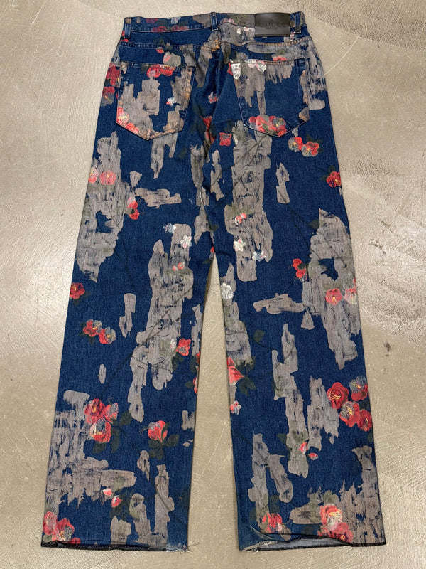 S/S2001 Gucci by Tom Ford floral hand painted jeans