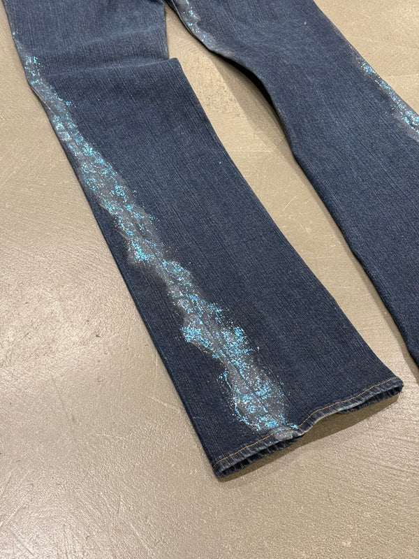 2000s Cavalli crystal-embellished flare jeans