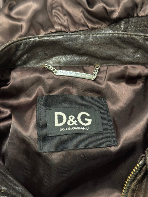 A/W2003 Dolce & Gabbana coyote fur multi-pockets cargo leather jacket