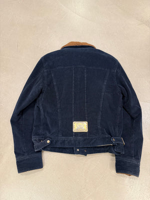 2000s Dolce & Gabbana shearling collar navy corduroy jacket