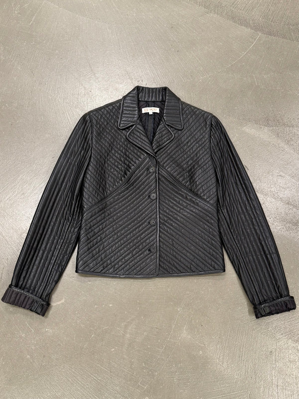 1990s Loewe paneled cropped leather jacket