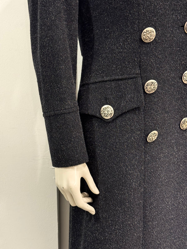 1990s Dolce & Gabbana double breasted long military wool coat