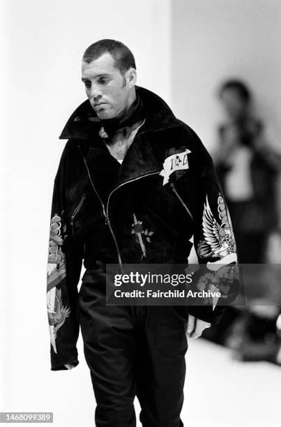 A/W1992 Dolce & Gabbana dragon tattoo runway leather jacket