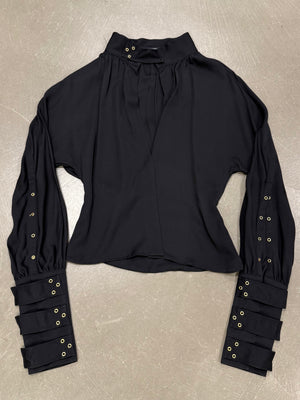 A/W2003 Gucci by Tom Ford grommet choker bondage blouse