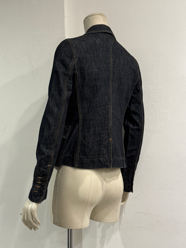 2002 Gucci by Tom Ford raw denim blazer jacket