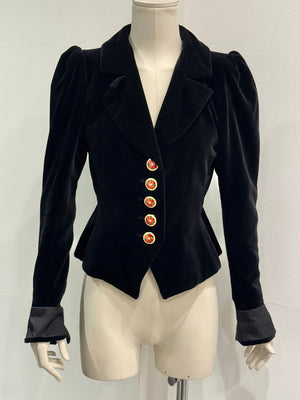 A/W1992 Yves Saint Laurent runway jewel button velvet blazer