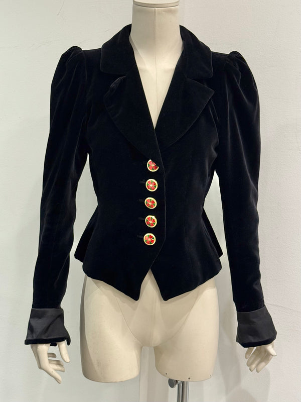 A/W1992 Yves Saint Laurent runway jewel button velvet blazer