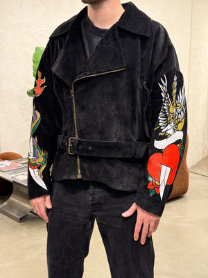 A/W1992 Dolce & Gabbana dragon tattoo runway leather jacket