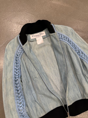 2002 Christian Dior by John Galliano lace-up denim bomber jacket