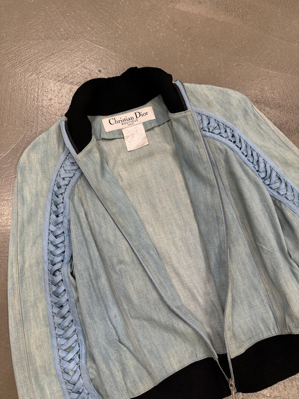 2002 Christian Dior by John Galliano lace-up denim bomber jacket