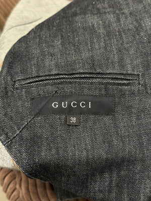 2002 Gucci by Tom Ford raw denim blazer jacket