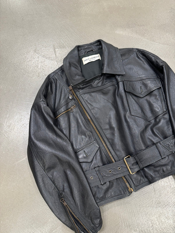 S/S 1992 Dolce & Gabbana leather biker boxy jacket