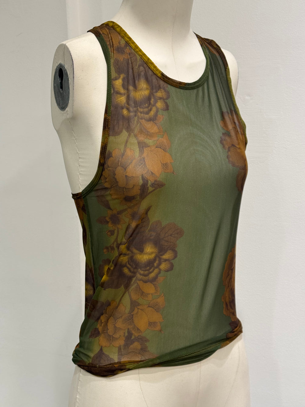S/S1999 Gucci by Tom Ford floral sheer mesh tank