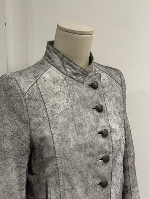 S/S 2002 Ann Demeulemeester runway cracked leather Napoleon military jacket